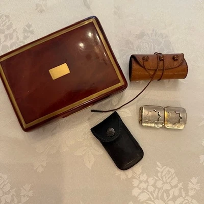 Navaja de viaje plegable práctica rara masónica antigua de colección 1921 hecha en EE. UU. JUEGO DE CAJA Foto 1 de 4