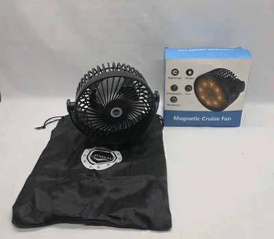  Magnetic Cruise Fan with 8000mAh Rechargeable Battery, LED, Compact, Black  - Image 1 of 4