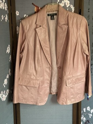I.N.C. INTERNATIONAL CONCEPTS 100% Pink  LEATHER BLAZER JACKET, SIZE 1X Plus - Image 1 of 3
