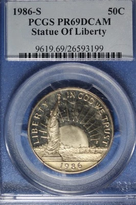 1986 S PCGS PR69DCAM STATUE OF LIBERTY HALF DOLLAR #B50636 - Image 1 of 2