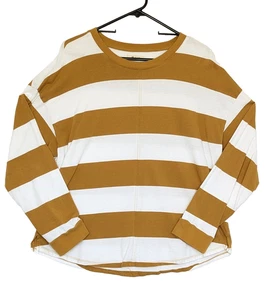 Madewell Damen Large Oversize Baumwolle Newville Top Beige Lindell Senf Streifen - Bild 1 von 5