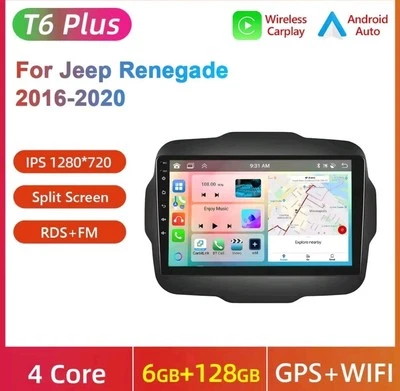 RADIO 9" PER JEEP RENEGADE 4/64 CARPLAY NAVIGATORE GPS BLUETOOTH ANDROID 6/128 - Immagine 1 di 4