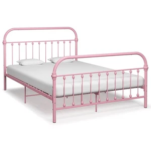 Marco de cama de metal rosa 140x200 cm - Diseño elegante y duradero para tu dormitorio - Imagen 1 de 5