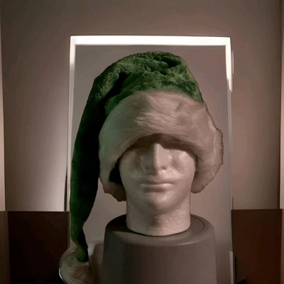 Sombrero de Papá Noel largo verde y blanco adulto O/S Foto 1 de 4