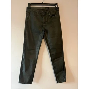 AG Adriano Goldschmied Prima Crop Coated Leatherette Jean in Olive Green size 27 - Picture 1 of 8