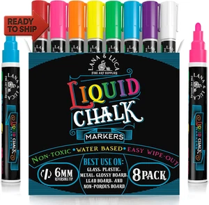 Flüssigkreidemarker für Tafeln - kräftige Farben trocken abwischbare Marker Stifte - Kreide - Bild 1 von 12