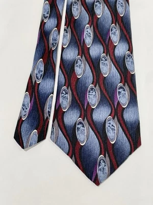 Cocktail Collection MARTINI 100% Silk Necktie 56” Navy Blue Burgundy Men’s Tie - Image 1 of 4