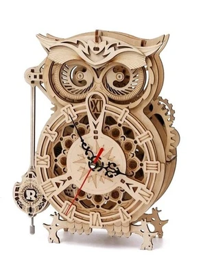 ROKR 3D Wooden Puzzles Owl Clock Model Kits DIY Puzzle LK503 Quartz Sealed - Image 1 of 4