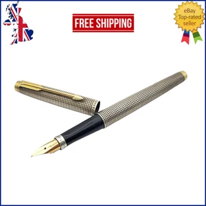VINTAGE PARKER 75 FÜLLFEDERHALTER IN STERLINGSILBER CISELE 14K FEINE FEDER USA - Bild 1 von 16