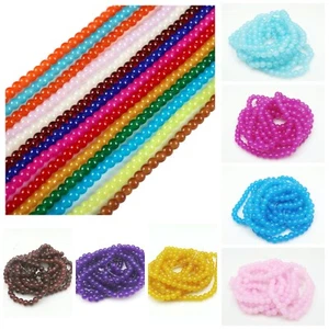 NEW IN 4MM X 100PCS 6MM X 80PCS IMITATION JADE GLASS BEADS FOR JEWELLERY MAKING - Picture 1 of 20