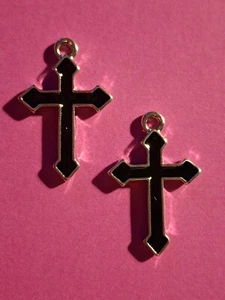 CHARMS 'BLACK CROSS' (set of 2) - Picture 1 of 2