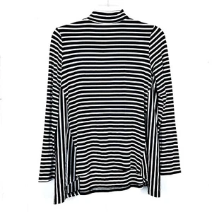 Camisa Jack By BB Dakota Mujer Talla XS Negra Blanca Cuello Simulado Rayas Elastizada - Imagen 1 de 11