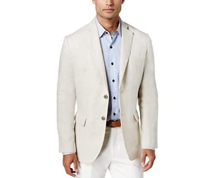 Herren hellbraun Tasso Elba gekerbtes Revers 100 % Leinen Sport Mantel, Größe Small - Bild 1 von 5
