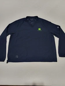 (#C) John Deere Windbreaker Men L Blue V-neck Long Sleeve Pullover (Ashworth ) - Picture 1 of 6