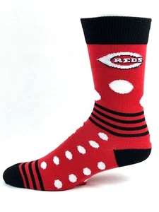 Cincinnati Reds Ladies Dots and Stripes Crew Socks Red - Picture 1 of 3