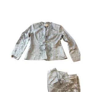 Adrianna Papell Damen Seide verziert Jacke & Rock Set Größe 8 Hellblau - Bild 1 von 6