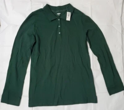 Old Navy girls youth long sleeve polo shirt XXL 16  green School Uniform New - Image 1 of 3