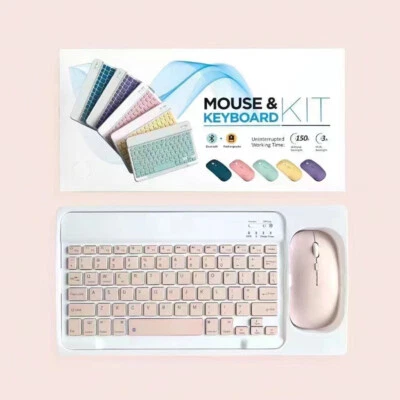 Wireless Bluetooth mouse keyboard suit ultrathin Rechargeable for PC ipad Mac - Image 1 of 4