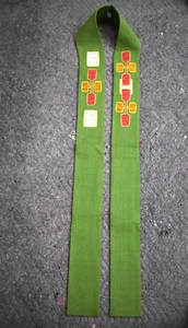 Lightly Used Embroidered Green Stole by Slabbinck, Belgium (#1823) chalice co - Picture 1 of 14