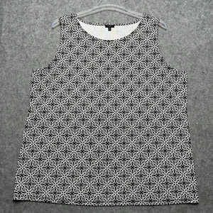 Talbots Tank Top Womens 3X Black White Boho Print Stretchy Versatile Beachy Fun - Picture 1 of 12