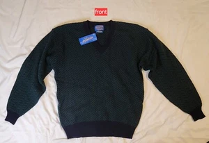Pendleton Pullover Herren Large Vintage 100 % Wolle V-Ausschnitt Fischgrätmuster neu mit Etikett - Bild 1 von 11