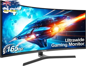 34" Ultrawide Curved Gaming Monitor UWQHD 165Hz FreeSync 1500R Eye Care - Picture 1 of 12