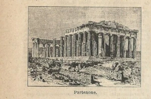 Stampa antica PARTENONE piccola veduta Atene Grecia 1899 Old Antique Print - Picture 1 of 1