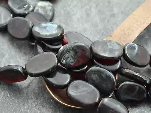 19x14mm Dark Ruby Red Picasso Vintage Czech Glass Flat Oval Beads 10 Beads - Picture 1 of 1