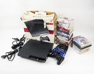 Sony Playstation 3 Slim with 3 Controllers and 28 Games - Used - Picture 1 of 19