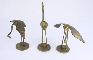 Leonard Solid Brass Collection Crane/Heron Bird Lot Of 3 Read - Picture 1 of 8
