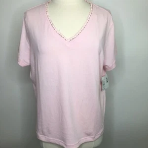 Blusa Top Sag Harbor Para Mujer Elastizada Rosa Encaje 1X A23 - Imagen 1 de 6