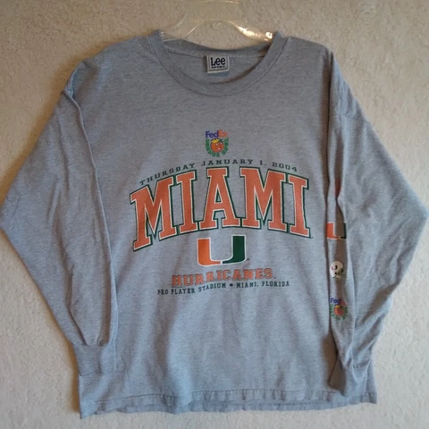 Miami Hurricanes Shirt Mens Extra Large Grey Lee Sport The U Football 2004 Bowl Cover