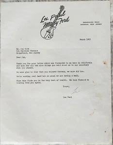 Les Paul signierter Brief März 1963 Mahwah NJ Mary Ford Original Vintage - Bild 1 von 2