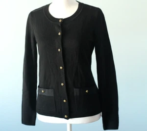 NEU! Talbots Military Strickjacke schwarz Merinowolle Goldknöpfe Größe Small Neu mit Etikett - Bild 1 von 24