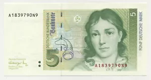 Germany Federal Rep. 5 Mark 1991 Pick 37 UNC Uncirculated Banknote - Picture 1 of 2