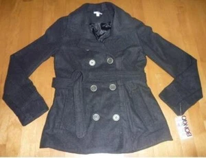 Juniors Bongo Faux Wool Peacoat Pea Coat Jacket Size Med 7/9 Charcoal Gray NWT - Picture 1 of 1