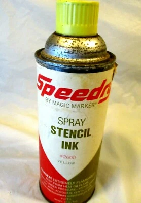 De colección SPEEDRY Amarillo MARCADOR MÁGICO Spray Lata PAPEL Etiqueta Tapa Metal TINTA PLANTILLA GC Foto 1 de 4