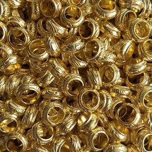 25X Gold DreadLock Bead 10x4mm Acrylic Hair Braid Macrame Beads 6mm Hole - Picture 1 of 7