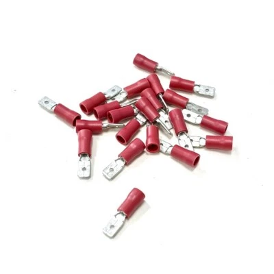 ALM ELECTRICAL SOLUTIONS LTD Red 4.8mm Male Spade Connectors - Fully Insulated Lucar Push-On Terminals