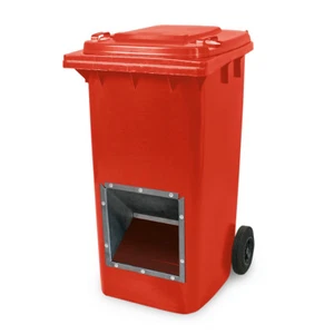 Mobiler Streugutbehälter, 240 Liter, mit Entnahmeöffnung, rot - Bild 1 von 1