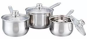3 Piece Induction Pan Set Stainless Steel Cookware by Buckingham - Picture 1 of 1