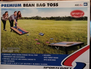 Set Gioco Cornhole/Beanbag Portatile, 2 Tavole + 8 Sacchetti Fagioli, Circa 2'x1,5' NOS - Foto 1 di 6
