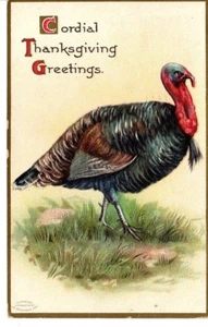 Postal de colección 1908 Post St, Louis Mo cordial saludo de acción de gracias pavo  - Imagen 1 de 2