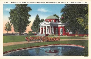 Monticello Charlottesville Postcard Virginia Home of Thomas Jefferson - Picture 1 of 2