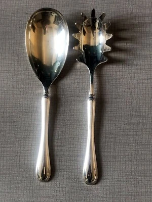 Set Cucchiaio da servizio e per spaghetti vintage EP Zinc Italy placcato argento - Immagine 1 di 4