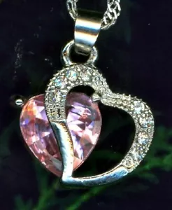 Hoja Infinito Amor Collar con Corazón Piedra Cristal Joyería - Imagen 1 de 2