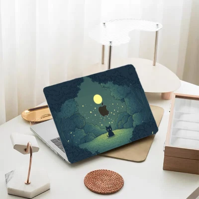 Night Cat MacBook Case for Air/Pro Stylish Apple Protection Cover 2025 M5 14" 16 - Image 1 of 4