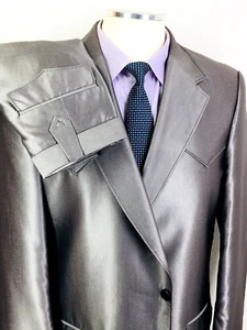 44l Circle S Dallas Texas Ranch & Western Wear Suit Metallic Space Gray Pants 38 - Picture 1 of 13