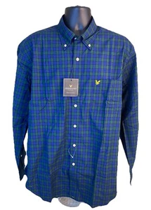 Lyle & Scott Shirt Mens Large Tartan Plaid 2 Ply Cotton Button Down NEW - Picture 1 of 15