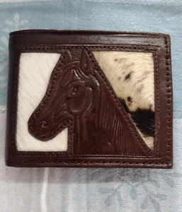 Vintage Handmade Horse Hair & Tooled Leather Cowboy Wallet - Picture 1 of 4